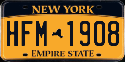 NY license plate HFM1908