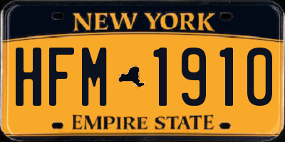 NY license plate HFM1910