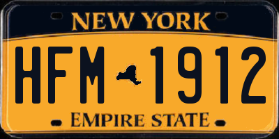 NY license plate HFM1912