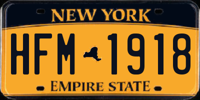 NY license plate HFM1918