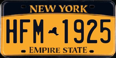 NY license plate HFM1925