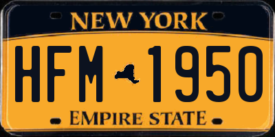 NY license plate HFM1950