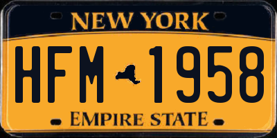 NY license plate HFM1958