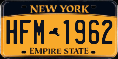 NY license plate HFM1962