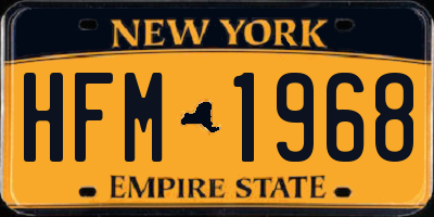 NY license plate HFM1968