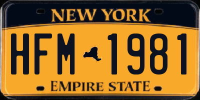 NY license plate HFM1981
