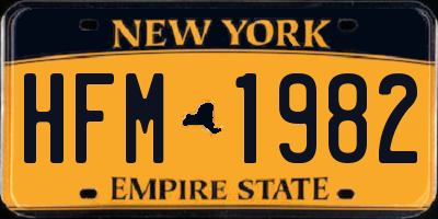 NY license plate HFM1982