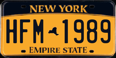NY license plate HFM1989