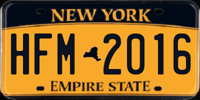 NY license plate HFM2016