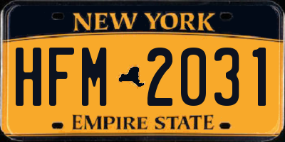 NY license plate HFM2031