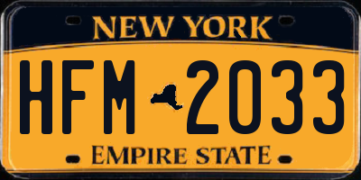 NY license plate HFM2033