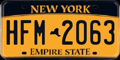 NY license plate HFM2063