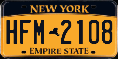 NY license plate HFM2108