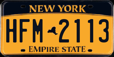 NY license plate HFM2113