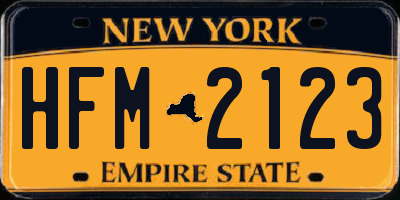 NY license plate HFM2123