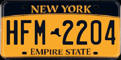 NY license plate HFM2204