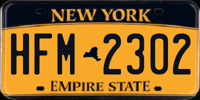 NY license plate HFM2302