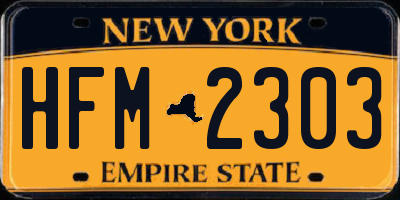 NY license plate HFM2303