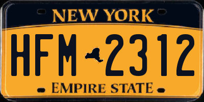 NY license plate HFM2312