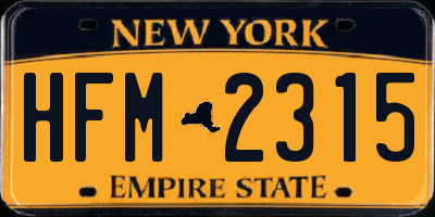 NY license plate HFM2315