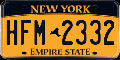 NY license plate HFM2332