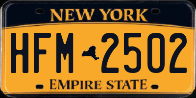 NY license plate HFM2502