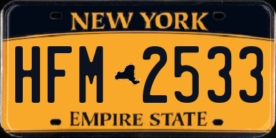 NY license plate HFM2533