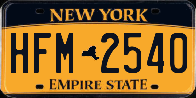 NY license plate HFM2540