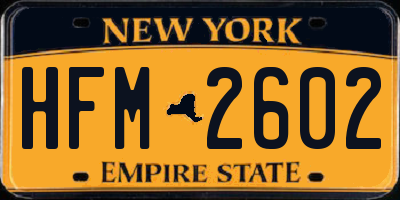 NY license plate HFM2602