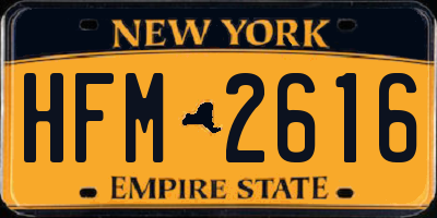 NY license plate HFM2616