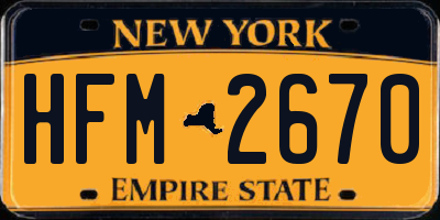 NY license plate HFM2670