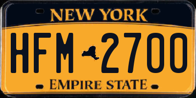 NY license plate HFM2700