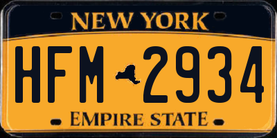 NY license plate HFM2934