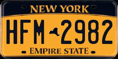 NY license plate HFM2982