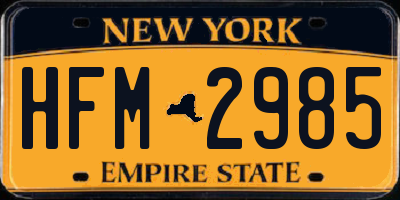 NY license plate HFM2985