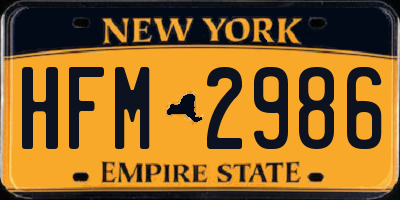 NY license plate HFM2986