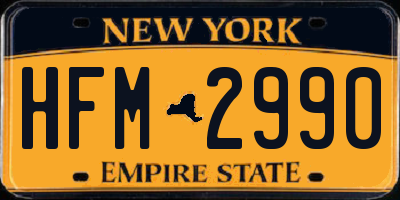 NY license plate HFM2990