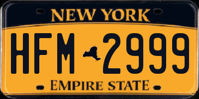 NY license plate HFM2999