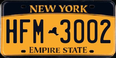 NY license plate HFM3002