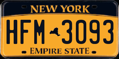 NY license plate HFM3093