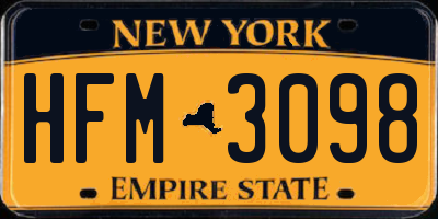 NY license plate HFM3098
