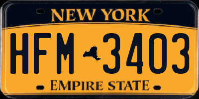 NY license plate HFM3403