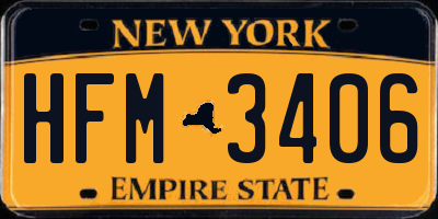NY license plate HFM3406