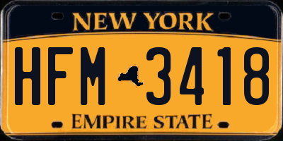 NY license plate HFM3418