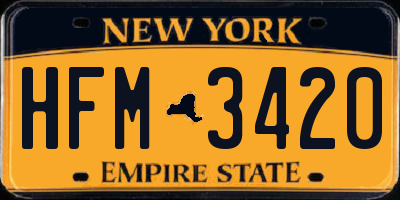 NY license plate HFM3420