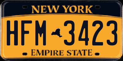 NY license plate HFM3423