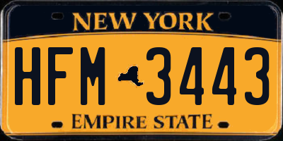 NY license plate HFM3443