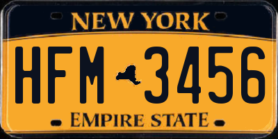 NY license plate HFM3456