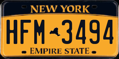 NY license plate HFM3494