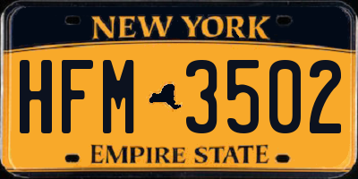NY license plate HFM3502